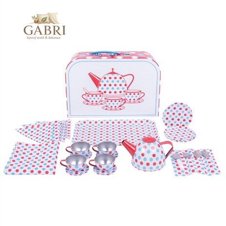 Bigjigs Toys Čajový servis s puntiky v kufříku