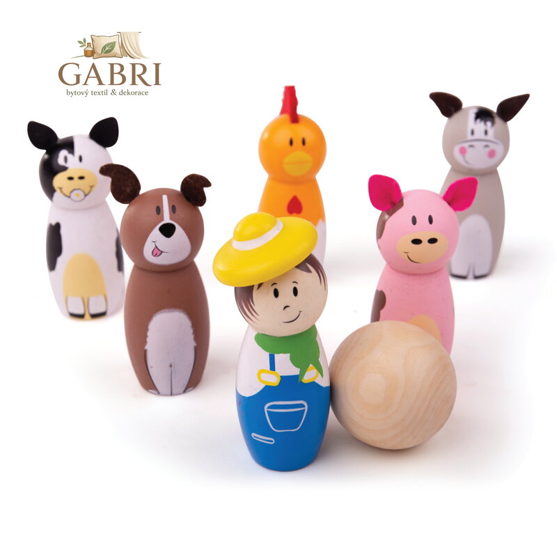 Bigjigs Toys Dřevěné kuželky farma