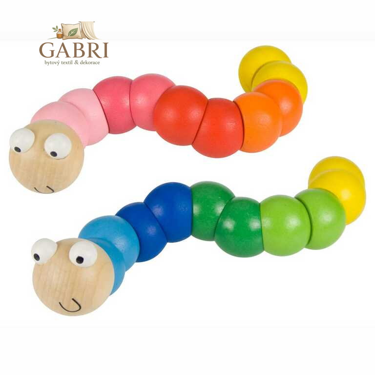 Bigjigs Toys dřevěné hračky - Barevný červík červená