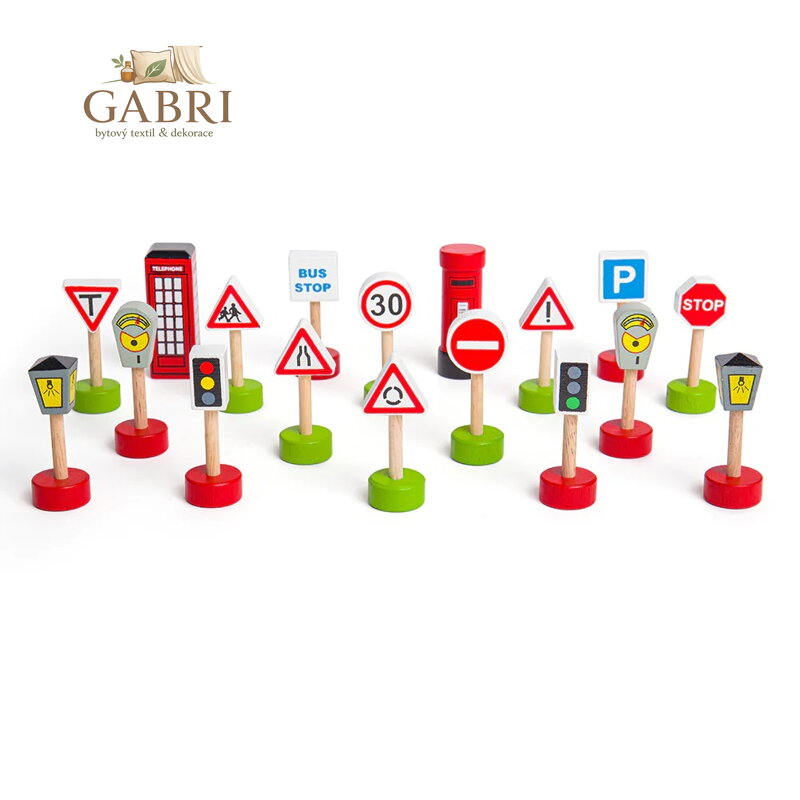 Bigjigs Rail Sada dřevěných dopravních značek
