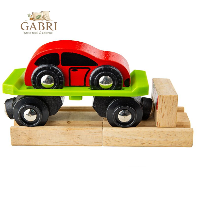 Bigjigs Rail Vagon s autem + 2 koleje