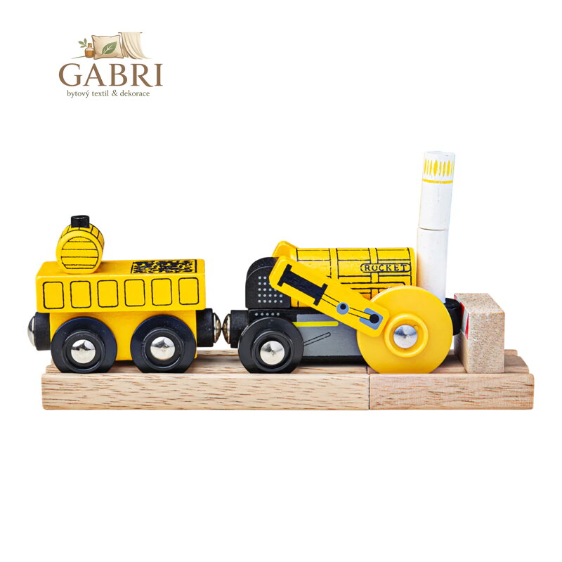 Bigjigs Rail Replika historické lokomotivy Rocket + 2 koleje