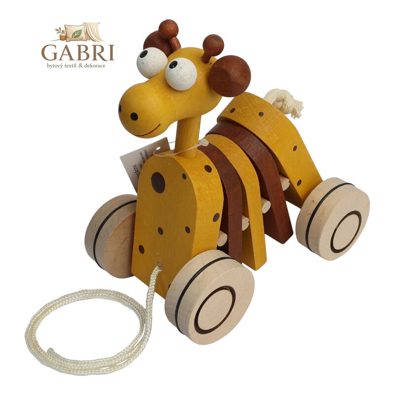 Dřevěná tahací hračka - Žirafa klapací