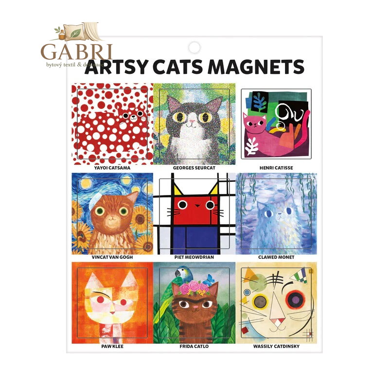 Mudpuppy Umělecké kočky - magnetky 9 ks