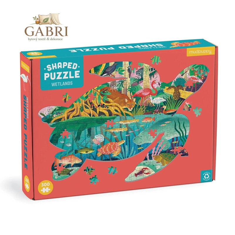Mudpuppy Puzzle Mokřady ve tvaru želvy 300 dílků
