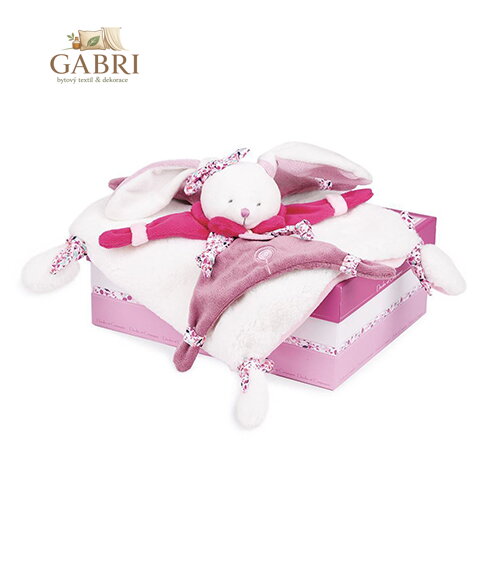 Doudou Dárková sada růžová - plyšový králíček muchláček