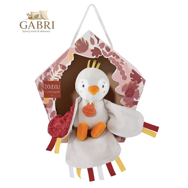 Doudou Dárková sada - hudební plyšová hračka ptáček červený 23 cm