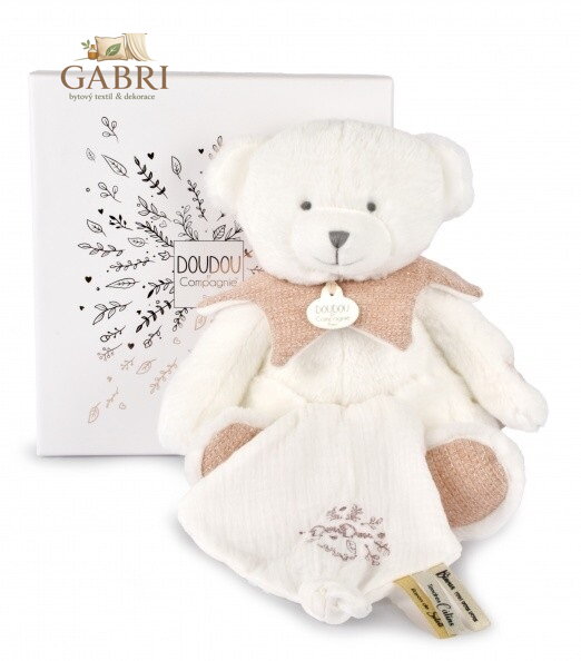 Doudou Dárková sada Plyšový medvídek s dečkou 30 cm růžový - poškozený obal