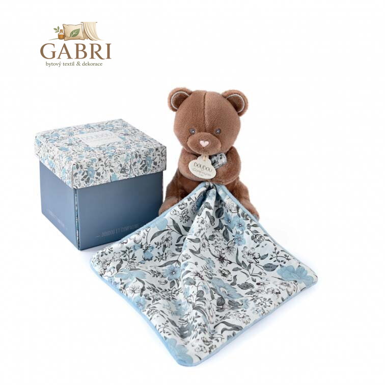 Doudou Dárková sada - plyšový medvídek a dečka
