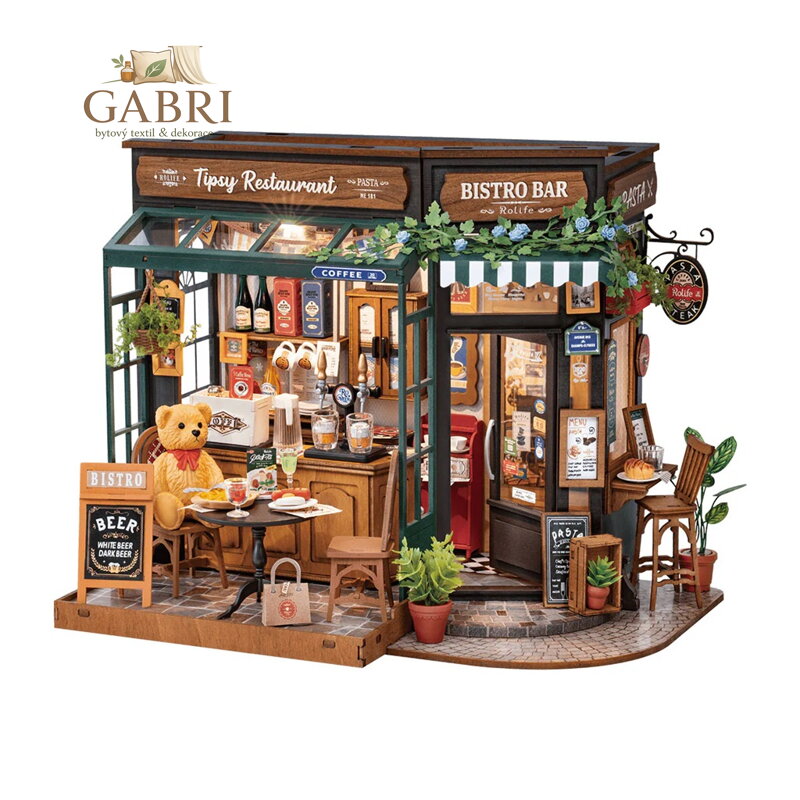 RoboTime 3D dřevěná skládačka Miniatura domečku Útulná restaurace