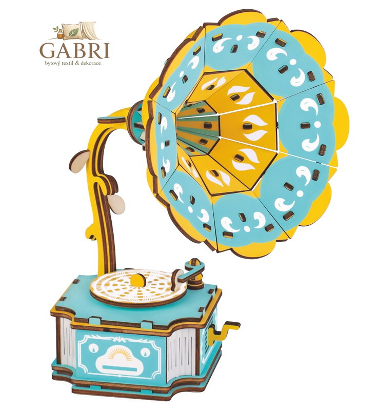 Woodcraft Dřevěné 3D puzzle Gramofon