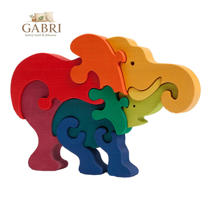 Fauna Dřevěné vkládací puzzle z masivu sloni