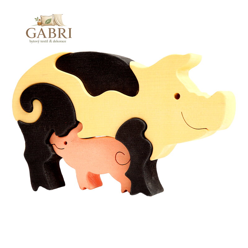 Fauna Dřevěné vkládací puzzle z masivu prasátka