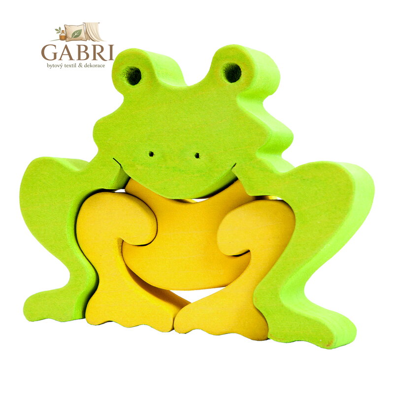 Fauna Dřevěné vkládací puzzle z masivu velká žába