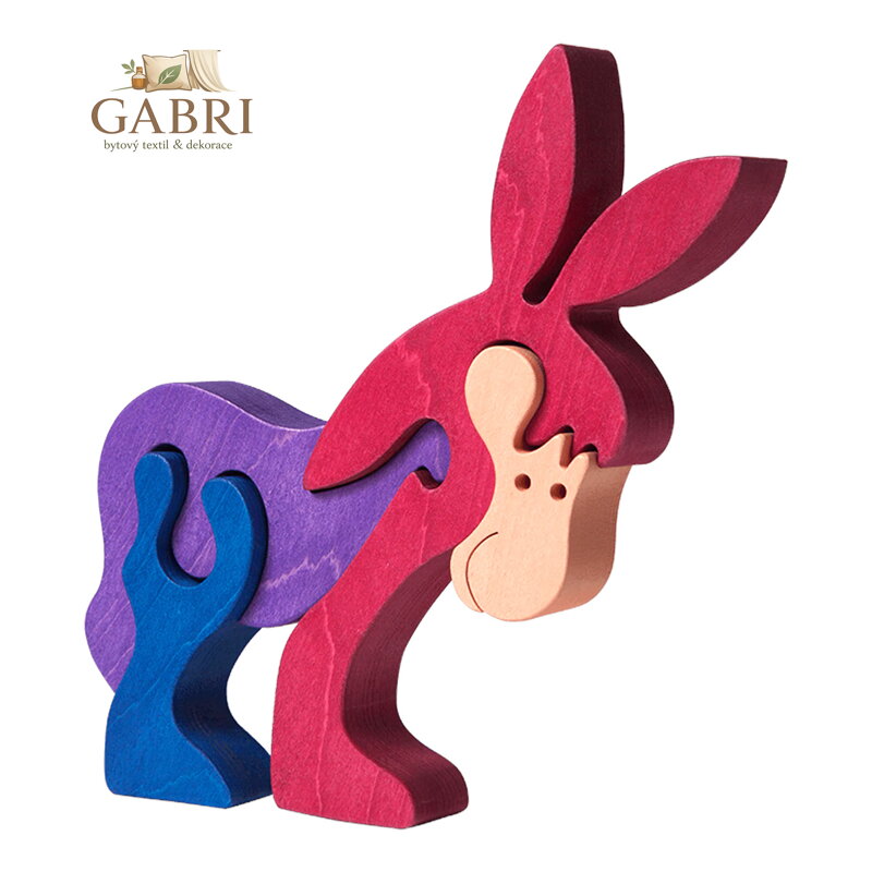 Fauna Dřevěné vkládací puzzle z masivu velký oslík