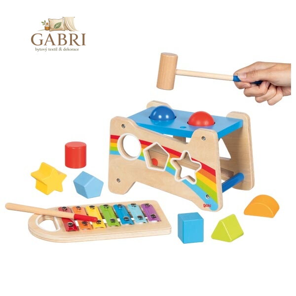 Goki Zatloukačka a vkládačka s xylofonem 3 v 1
