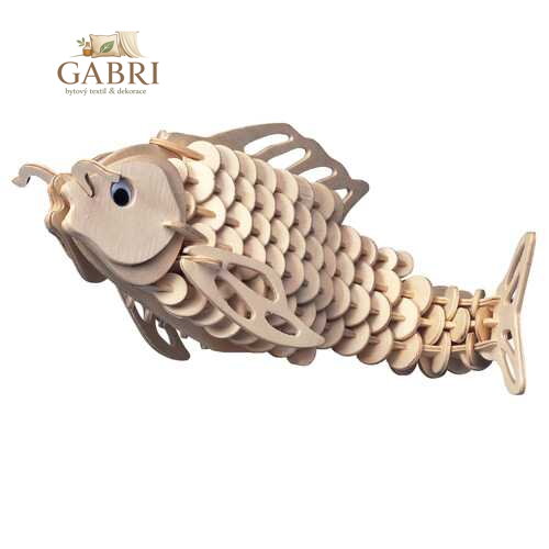 Woodcraft Dřevěné 3D puzzle Kapr přírodní