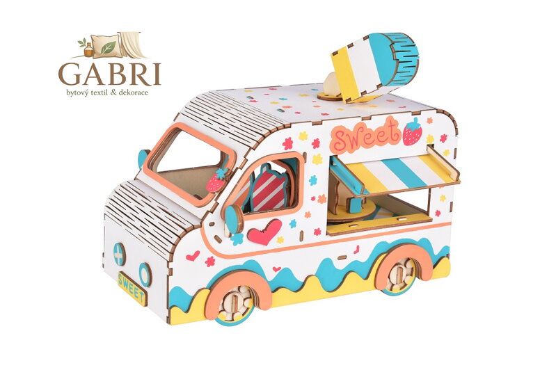 Woodcraft Dřevěné 3D puzzle Zmrzlinářské auto