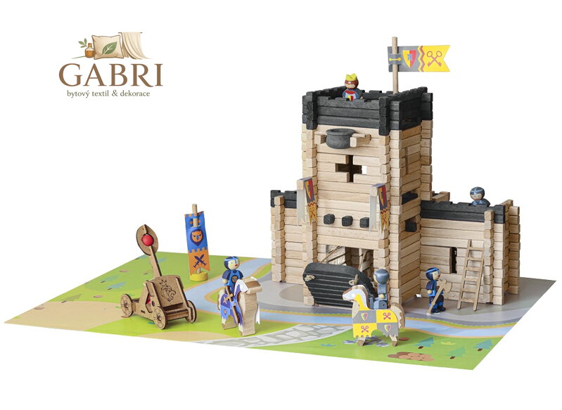 Jeujura Dřevěná stavebnice 270 dílů Hrad s katapultem