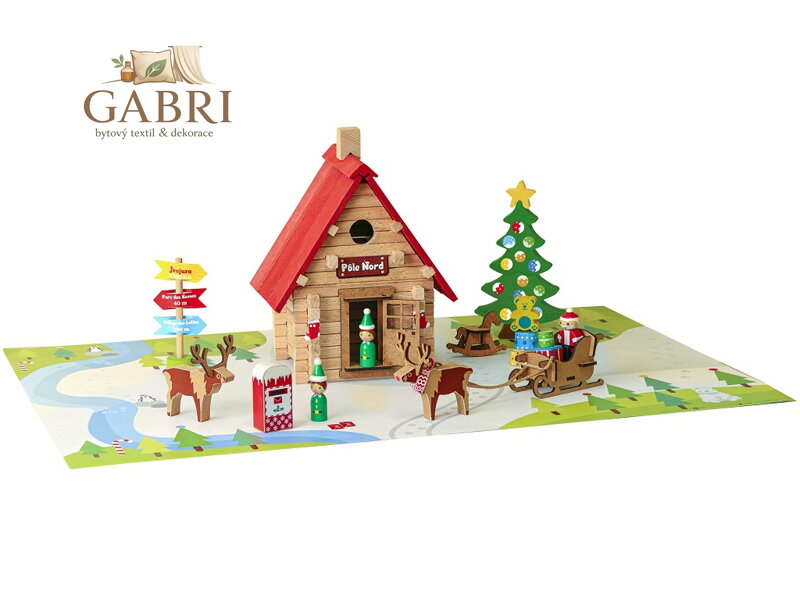 Jeujura Dřevěná stavebnice 90 dílů Vánoční chata