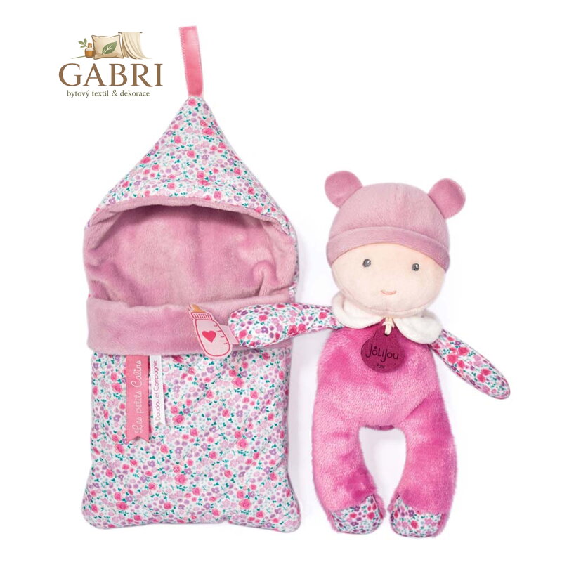 Doudou Jolijou Miminko v navlékací peřince 20 cm fialová