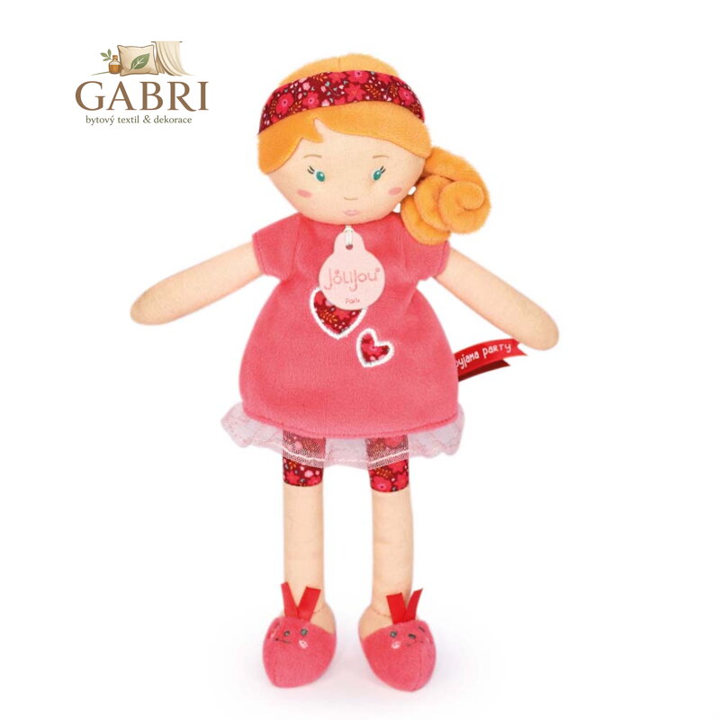 Doudou Jolijou Panenka LES PIPELLETTES 25 cm 1 ks červená