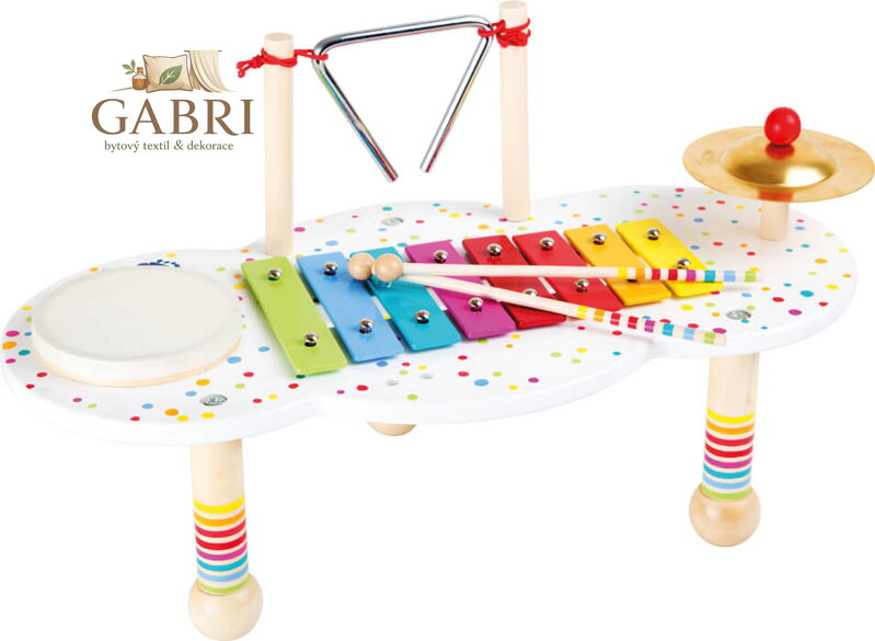 small foot Dřevěný muzikální hudební stoleček s puntíky