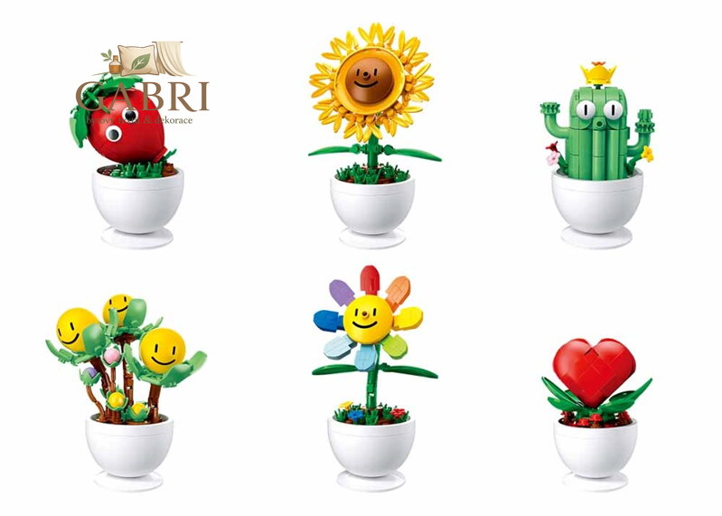 Sluban Flowers M38-B1073  Květiny s očima malé Displej 6 ks