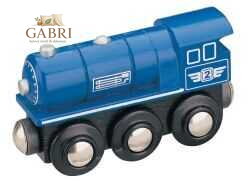 Maxim Dřevěná parní lokomotiva modrá