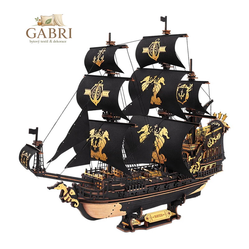 RoboTime 3D dřevěná mechanická skládačka Plachetnice Mořský koník