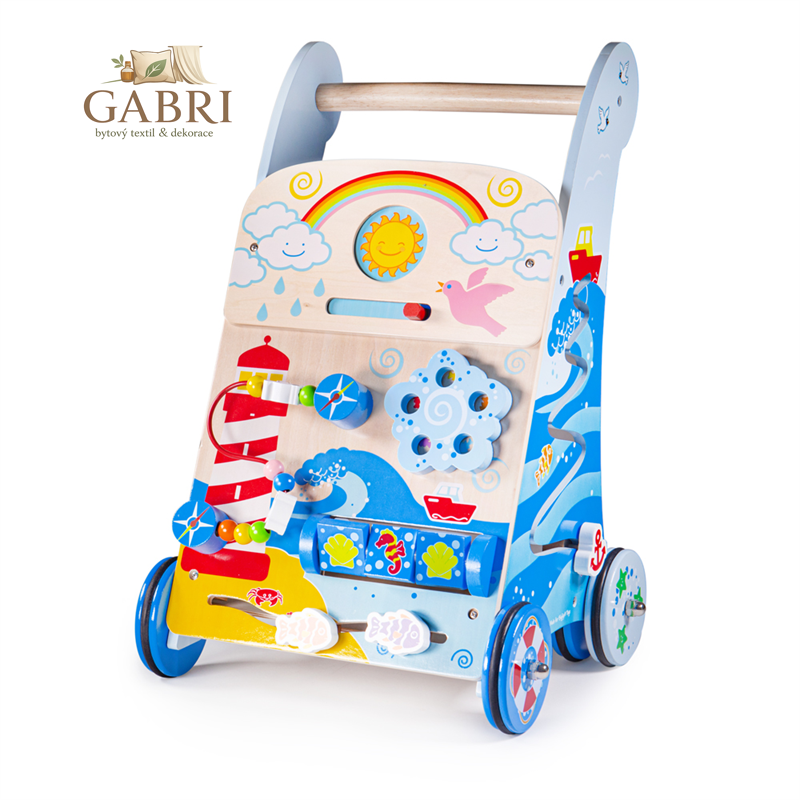 Bigjigs Baby Dřevěné aktivní chodítko moře