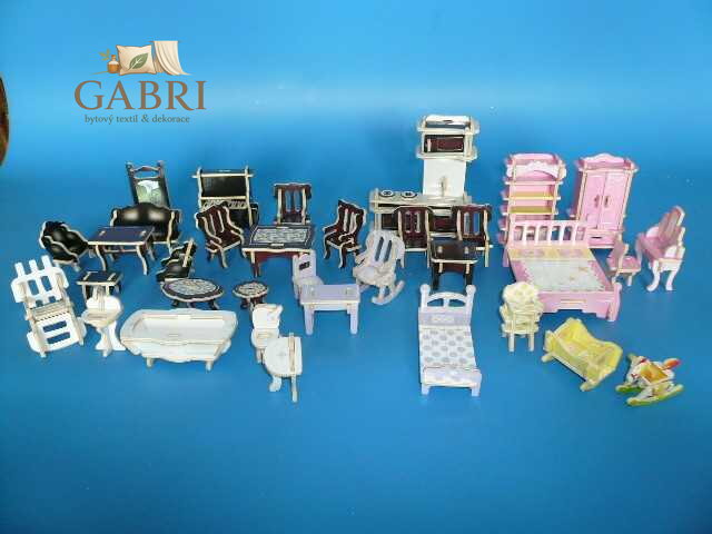 Woodcraft Dřevěné 3D puzzle barevný nábytek