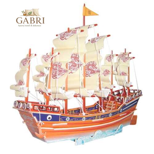 Woodcraft Dřevěné 3D puzzle Barevná plachetnice PC131