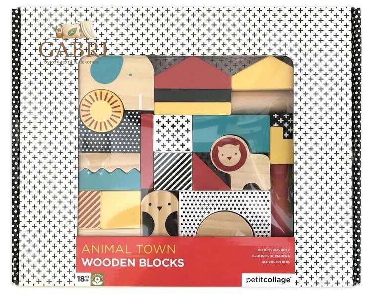 Petit Collage Dřevěné kostky zvířátka