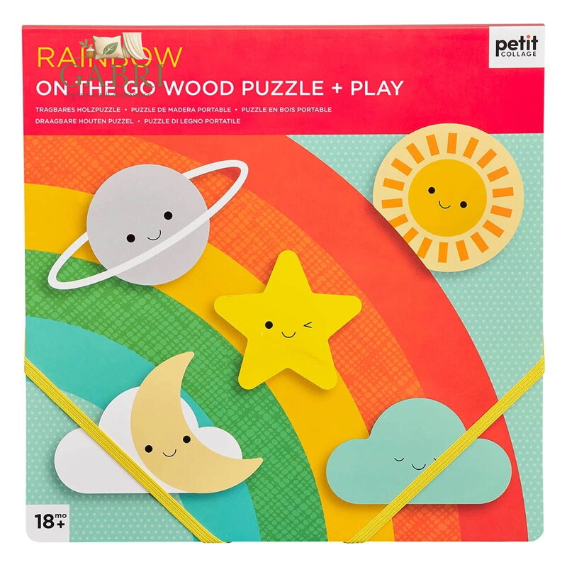 Petit Collage Robustní dřevěné puzzle Rainbow