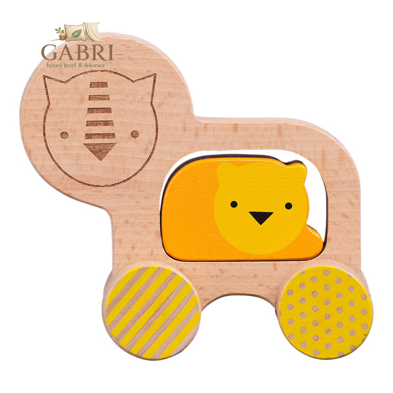 Petit Collage Dřevěný lev na kolečkách