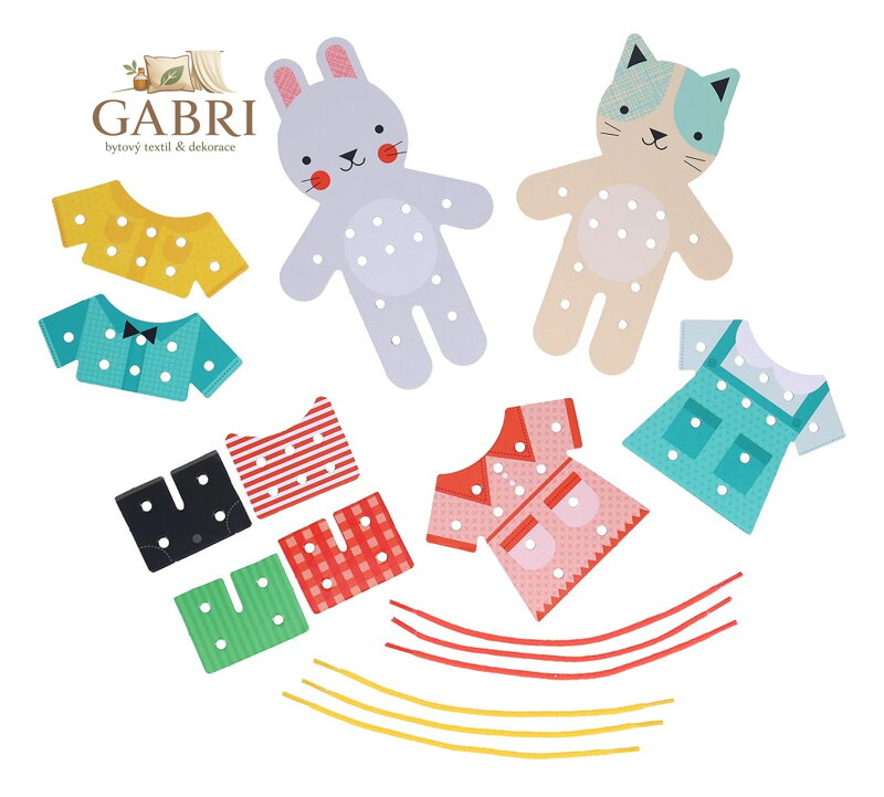 Petit Collage Provlékání Oblékací set Kocour a králíček