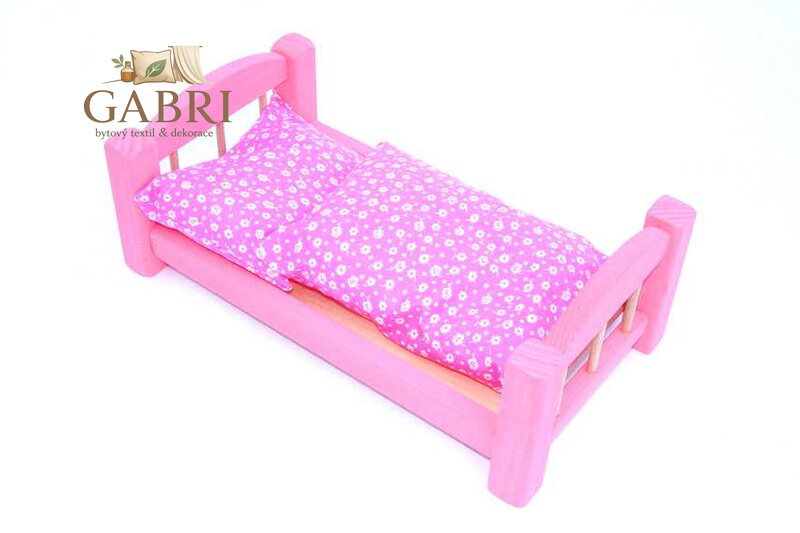 Dřevěná postýlka pro panenky růžová