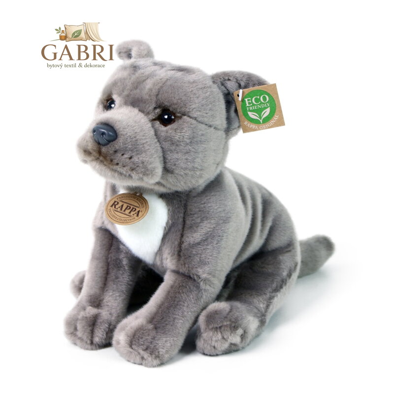Rappa Plyšový pes stafordšírský bulteriér šedý 30 cm ECO-FRIENDLY