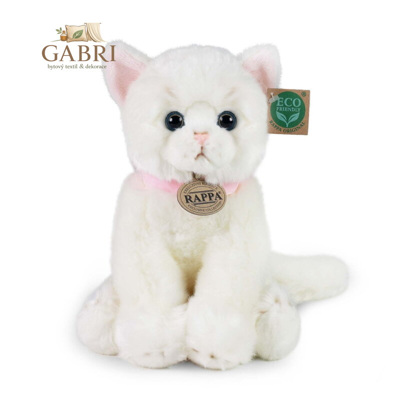 Rappa Plyšová kočka sedící bílá 25 cm ECO-FRIENDLY