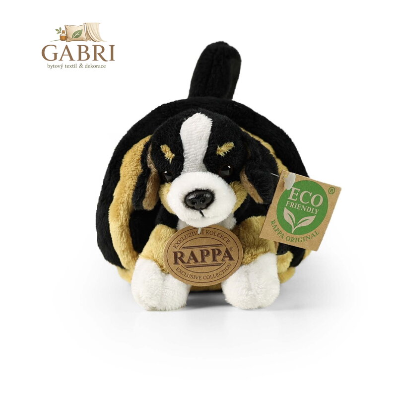 Rappa Plyšový pes Bernský salašnický v přepravce 15 cm ECO-FRIENDLY