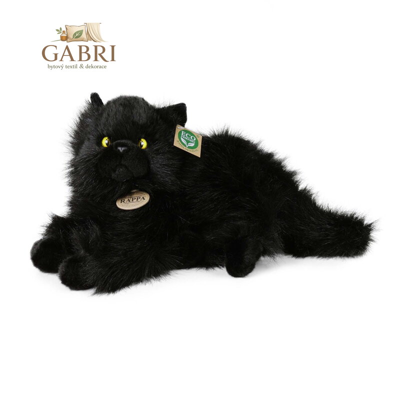 Rappa Plyšová kočka černá ležící 30 cm ECO-FRIENDLY