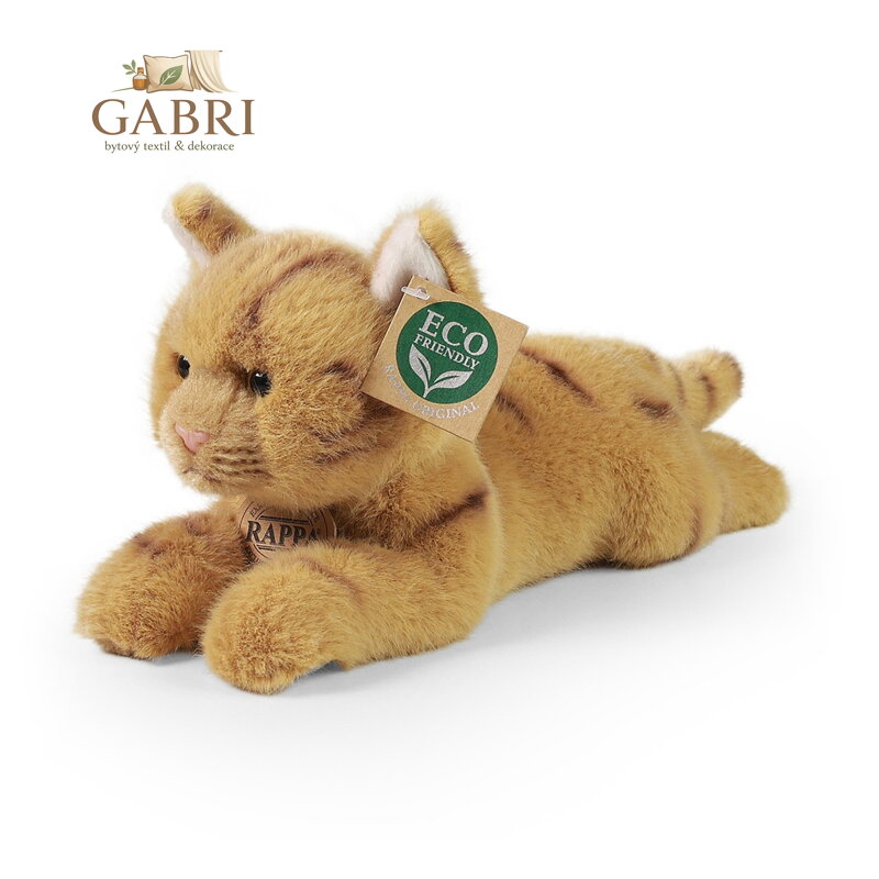 Rappa Plyšová kočka ležící hnědá 20 cm ECO-FRIENDLY