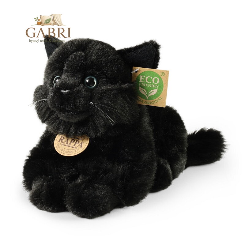 Rappa Plyšová kočka černá 22 cm ECO-FRIENDLY