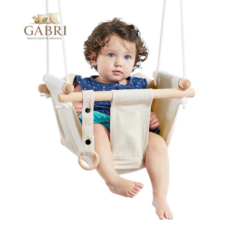 2Kids Toys Dětská textilní houpačka 100% bavlna béžová