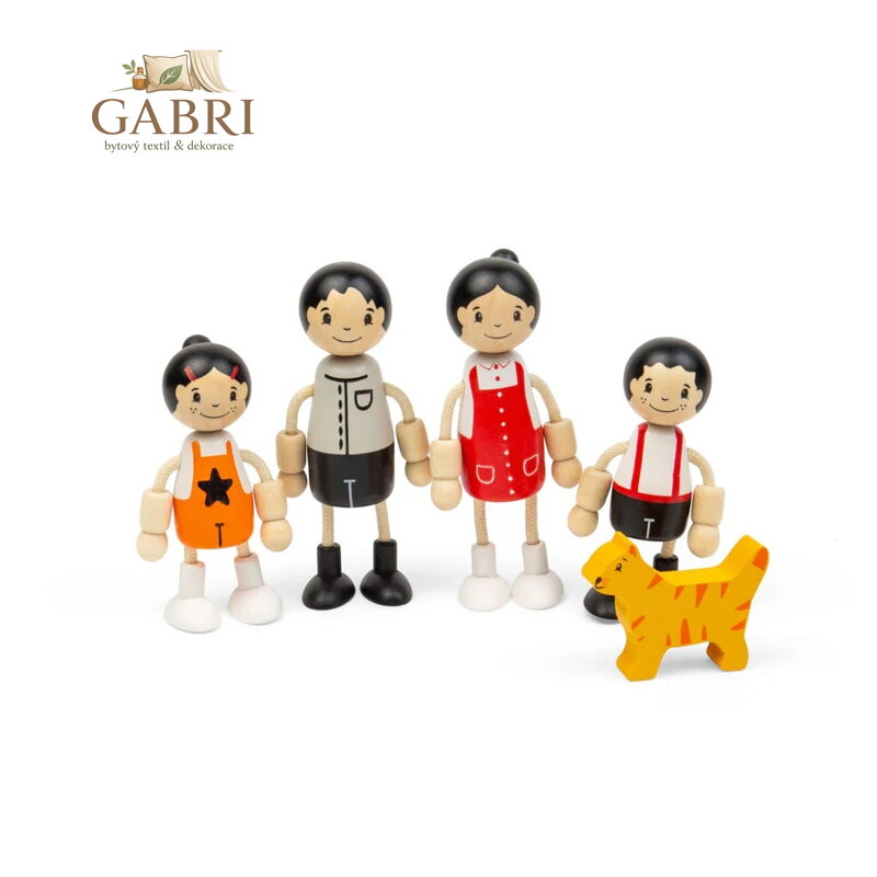 Tidlo Dřevěné panenky do domečku Asijská rodina