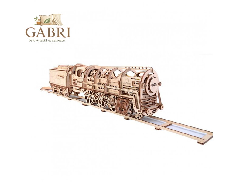 Ugears 3D dřevěné mechanické puzzle Parní lokomotiva 4-6-0 s tendrem