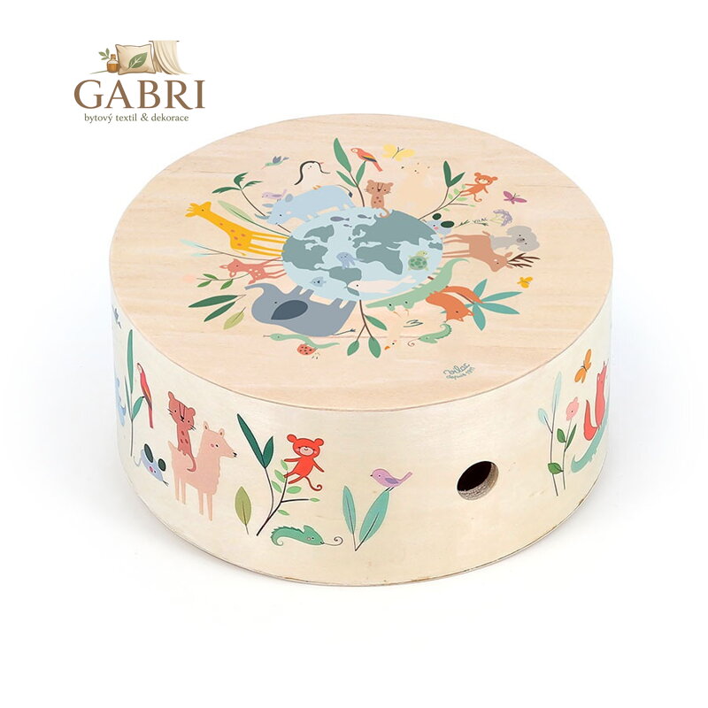 Vilac Dřevěný cajón bubínek Zvířata světa Sarah Betz