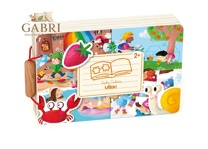 Vilac Dřevěná knížka s puzzle 4 roční období