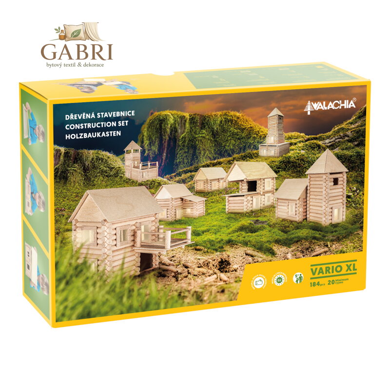Walachia Dřevěná stavebnice Vario XL 184 dílů
